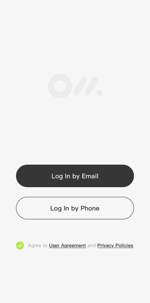Oladance OWS Pro App Registration Screen