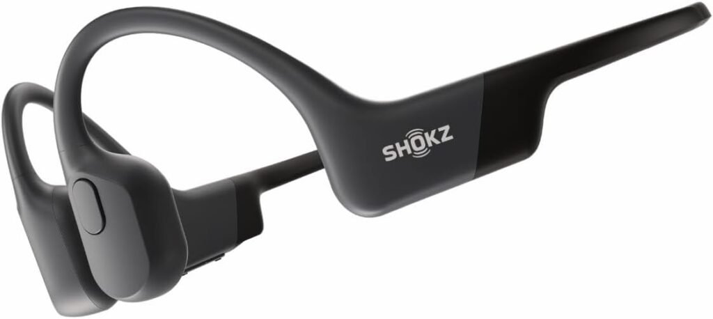 SHOKZ OpenRun Bone Conduction Open-Ear Bluetooth Sport Headphones, Running Workout Bundle with Waterproof Carrying Case & Sweat Headband, IP67 Sweat Resistant, 8H Playtime, Mic, Black